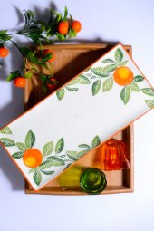 Porselen Diyarı Portakal Desen Sunum Tabak 36X17 Cm - 1