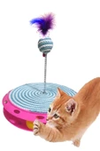 TEK katlı eğlenceli kedi oyuncağı ve tırmalama TURKUAZ - 2