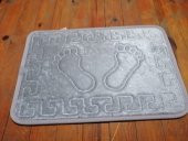 Kaymaz tabanlı Banyo paspasi ayak izli açık gri 40 x 60 cm - 1