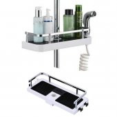 BUFFER® Banyo Direğine Asılabilir Köşelik Şampuanlık Sabunluk Çift Askılı Düzenleyici Raf Paslanmaz - 2