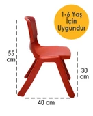 Kırmızı Kırılmaz Çocuk Sandalyesi - Kreş ve Anaokulu Sandalyesi - 2