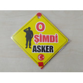 CAM İÇİ SARI DEKOR PLAKA KARE O ŞİMDİ ASKER (11x11cm) YAPIŞTIRMALI (Dekor Levha) SARI PLAKA - 1
