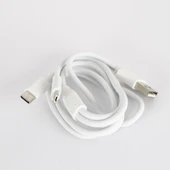 Tecno Çift UsbA Çıkışlı Şarj Aleti Type-C ve Micro Data Kablolu TCW-E01D Beyaz thumbnail 4