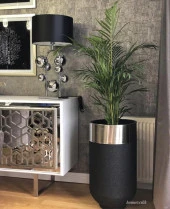 DEKORATİF BÜYÜK GÜMÜŞ SAKSI, Darbuka Saksı 70 cm - 5