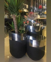 DEKORATİF BÜYÜK GÜMÜŞ SAKSI, Darbuka Saksı 70 cm - 6