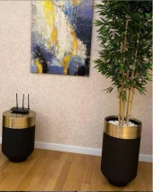 DEKORATİF ESKİTME BÜYÜK SAKSI , Darbuka Saksı ,70cm - 5