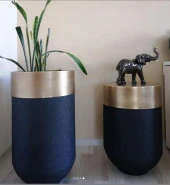 DEKORATİF ESKİTME BÜYÜK SAKSI , Darbuka Saksı ,70cm - 7