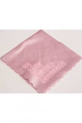 İNCİLİ OYALI SATEN BOHÇA PEMBE 90 X 90 CM - 1