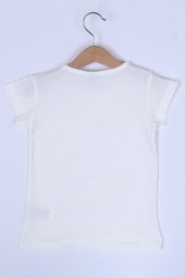 Kız Çocuk Ekru Kokteyl Baskı 2-7 Yaş T-Shirt 0410-1 - 2