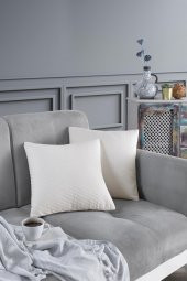 Natural 2li Dekoratif Kırlent Kılıfı Yastık Kılıfı 100 Pamuklu 44x44 Cm - 1