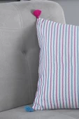 Pompoms 2'li Dekoratif Kırlent Kılıfı Yastık Kılıfı %100 Pamuklu 44x44 Cm - 12