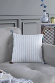 Pompoms 2'li Dekoratif Kırlent Kılıfı Yastık Kılıfı %100 Pamuklu 44x44 Cm - 4