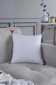 Pompoms 2'li Dekoratif Kırlent Kılıfı Yastık Kılıfı %100 Pamuklu 44x44 Cm - 11