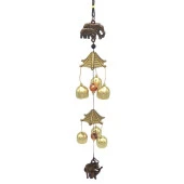 Feng Shui Metal Rüzgar Çanı İki Katlı Bereket Filleri 6 Çan thumbnail 2