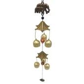 Feng Shui Metal Rüzgar Çanı İki Katlı Bereket Filleri 6 Çan thumbnail 7