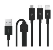 Ttec Trio Şarj Kablosu Type-C,Lightning,Micro USB 120cm Siyah - 2DK7521S - 1