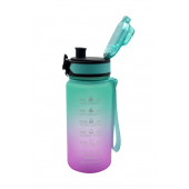 SHOP-SET 350ML Tritan Motivasyonlu Su Matarası Çift Renk Softtouch (YEŞİL - PEMBE) - 1