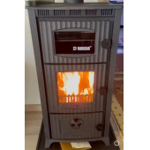 Rekor lima Mat siyah ateş tuğlalı kuzine camlı döküm soba fırınlı soba odun kömür sobası - 4