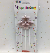 Çubuklu Metalize Yıldızlı Doğum Günü Mumu Rose Gold - 1