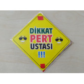 CAM İÇİ SARI DEKOR PLAKA KARE DİKKAT PERT USTASI (11x11cm) YAPIŞTIRMALI (Dekor Levha) SARI PLAKA - 1