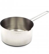 16 cm Paslanmaz Çelik Sütlük 18/10 Ultra Lüks İnox Derin Sos Tavası Metal Saplı Çok Amaçlı Kaçerola - 1