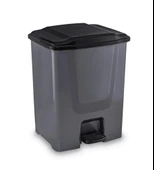 Omnipazar Flora F196-S 10Lt Slim Pedallı Gri Plastik Çöp Kovası Siyah Kapak - 1
