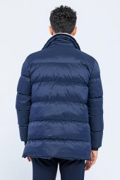 Erkek Regular Fit Fermuarlı Kendinden Eldivenli Rüzgar ve Su Geçirmez Peluş Yaka Kışlık Şişme Mont - 7