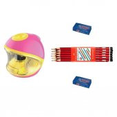 Keyroad Pilli Otomatik Kalemtraş Pembe Seti : Bronz - 1
