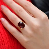 14 Ayar Altın Kırmızı Taşlı Yüzük thumbnail 2