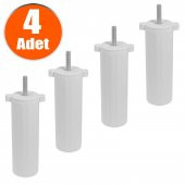 Mobilya Kanepe Baza Koltuk Destek Ayağı M8 Civata Ayarlı Beyaz Ayak 14 cm (4 ADET) - 1