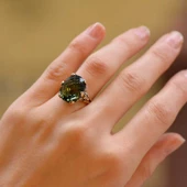 14 Ayar Altın Yeşil Taşlı Yüzük thumbnail 1