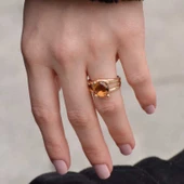 14 Ayar Altın Renkli Taşlı Yüzük thumbnail 3