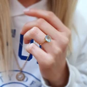 14k Altın Mavi Topaz Taşlı Yüzük - 2