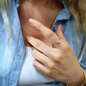 14k Altın Taşlı inci Yüzük thumbnail 3