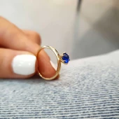 14k Altın London Blue Topaz Taşlı Yüzük thumbnail 1