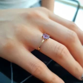 14k Altın Ametist Taşlı Yüzük thumbnail 2