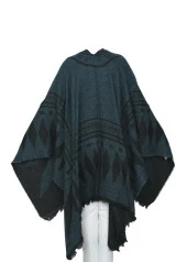 Yeşil Renk Baklava Desen Panço - 2