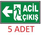 5 Adet Fosforlu Acil Çıkış Levhası  - Fotolümenli - Sol Yön - 2