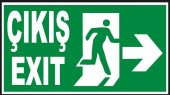 5 Adet Fosforlu Acil Çıkış Exit Levhası  - Fotolümenli - Sağ Yön - 1