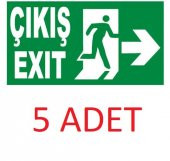 5 Adet Fosforlu Acil Çıkış Exit Levhası  - Fotolümenli - Sağ Yön - 2