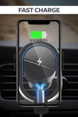 Torima Magnetic Car Wirelless Charging Telefon Tutucu Araç Şarjı 15W-D6 - 2
