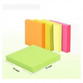 Yapışkanlı Postit 5 Renk 75x75 mm 1 Paket Artlantis Yapışkanlı Not Kağıdı 5 li 1 Paket - 3