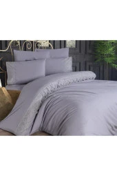 Fransız Dantelli Wave Çeyizlik Nevresim Takımı Gri thumbnail 6