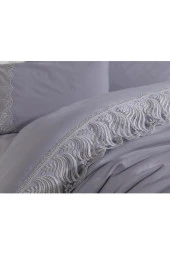 Fransız Dantelli Wave Çeyizlik Nevresim Takımı Gri thumbnail 7