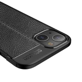 Vendas iPhone 14 (iPhone 14 Uyumlu) Deri Desenli Niss Dikiş Tasarımlı Darbe Dirençli Silikon Kılıf + Cam Ekran Koruyucu - 4