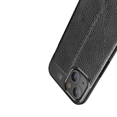 Vendas iPhone 14 (iPhone 14 Uyumlu) Deri Desenli Niss Dikiş Tasarımlı Darbe Dirençli Silikon Kılıf + Cam Ekran Koruyucu - 5