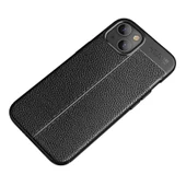 Vendas iPhone 14 (iPhone 14 Uyumlu) Deri Desenli Niss Dikiş Tasarımlı Darbe Dirençli Silikon Kılıf + Cam Ekran Koruyucu - 7