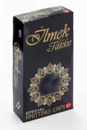 İlmek Dantel Örme Namaz Takkesi - Siyah thumbnail 4