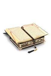 Süngerli Kadife Kaplı Sandıklı Kişiye Özel Hediyelik Kuranı Kerim Seti Siyah - 3