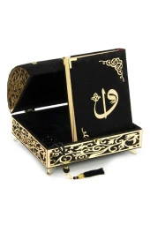 Kadife Kaplı Define Sandıklı Kuranı Kerim Seti Siyah thumbnail 2